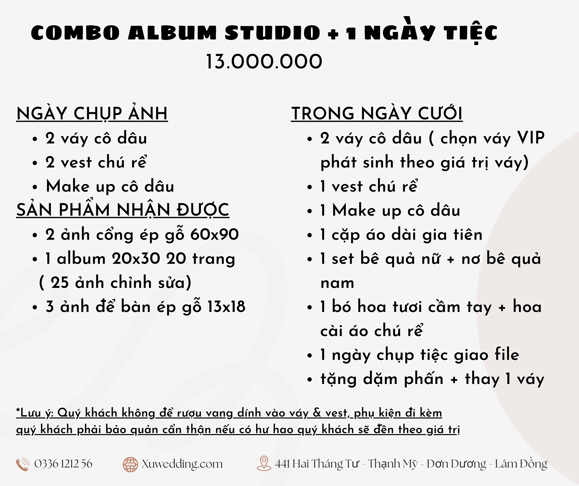 COMBO ALBUM STUDIO + 1 NGÀY ĐÃI TIỆC
